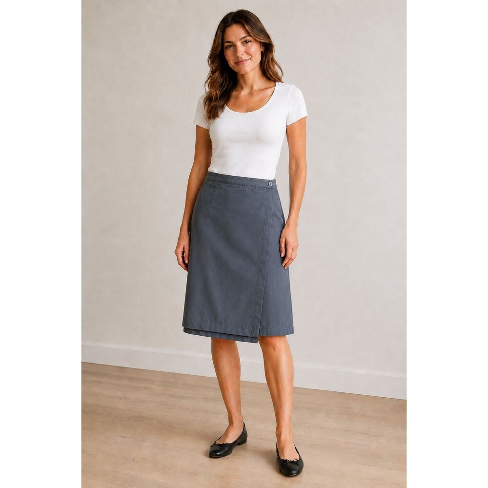 NEW Vtg.  Eileen Fisher New York Charcoal Tencel/Cotton Short Wrap Skirt Size M